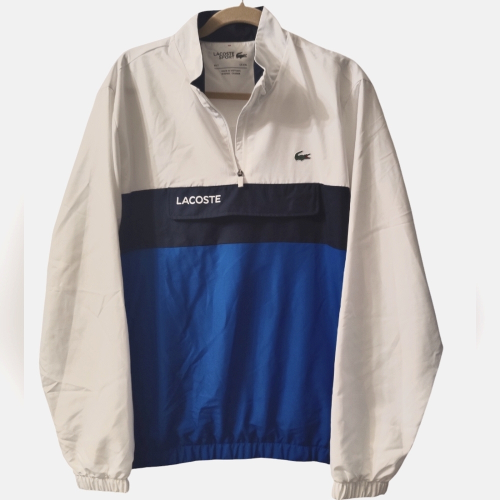 Lacoste Men's White and Blue Lightweight Jacket